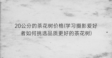 20公分的茶花树价格(学习摄影爱好者如何挑选品质更好的茶花树)