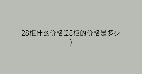 28柜什么价格(28柜的价格是多少)