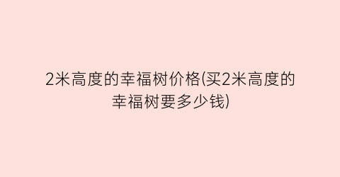 2米高度的幸福树价格(买2米高度的幸福树要多少钱)