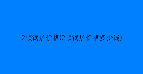 “2顿锅炉价格(2顿锅炉价格多少钱)