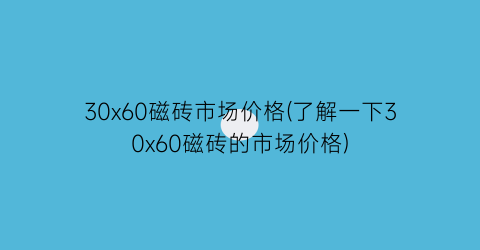 30x60磁砖市场价格(了解一下30x60磁砖的市场价格)