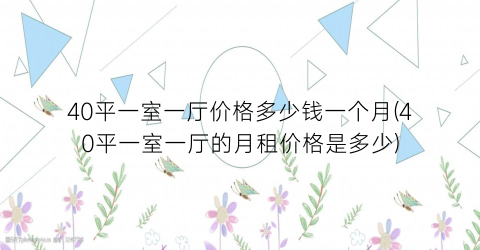 40平一室一厅价格多少钱一个月(40平一室一厅的月租价格是多少)
