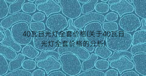 40瓦日光灯全套价格(关于40瓦日光灯全套价格的分析)