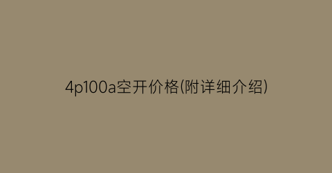 4p100a空开价格(附详细介绍)