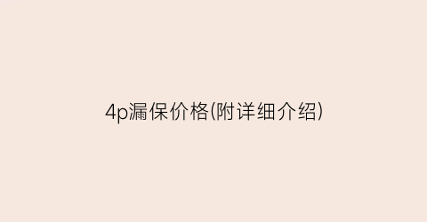 4p漏保价格(附详细介绍)