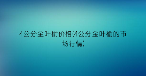4公分金叶榆价格(4公分金叶榆的市场行情)
