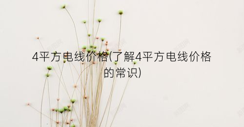 4平方电线价格(了解4平方电线价格的常识)