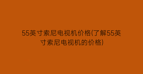 55英寸索尼电视机价格(了解55英寸索尼电视机的价格)
