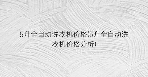5升全自动洗衣机价格(5升全自动洗衣机价格分析)