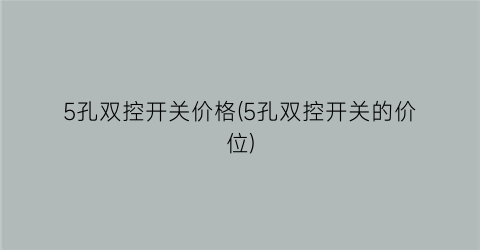 5孔双控开关价格(5孔双控开关的价位)