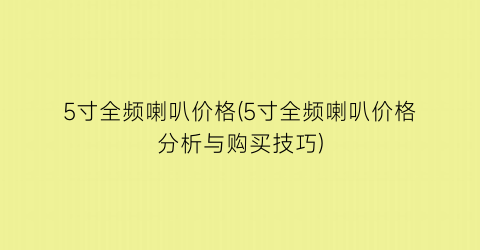 5寸全频喇叭价格(5寸全频喇叭价格分析与购买技巧)