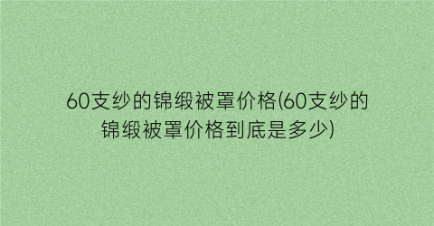 60支纱的锦缎被罩价格(60支纱的锦缎被罩价格到底是多少)