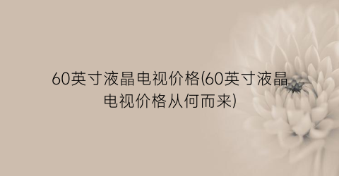 60英寸液晶电视价格(60英寸液晶电视价格从何而来)