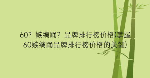 60？嫉缡踊？品牌排行榜价格(掌握60嫉缡踊品牌排行榜价格的关键)