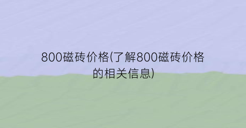 “800磁砖价格(了解800磁砖价格的相关信息)