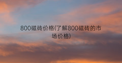 “800磁砖价格(了解800磁砖的市场价格)