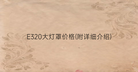 E320大灯罩价格(附详细介绍)