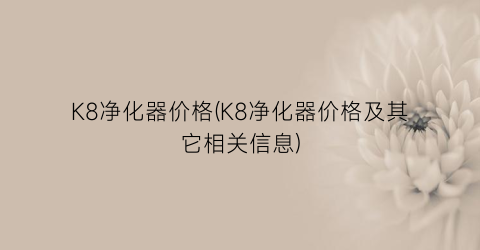 K8净化器价格(K8净化器价格及其它相关信息)