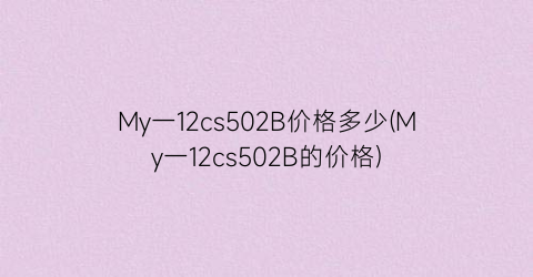 My一12cs502B价格多少(My一12cs502B的价格)