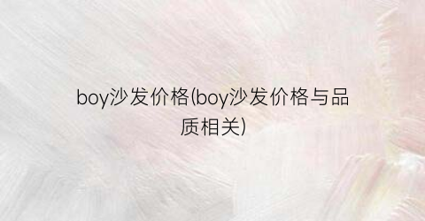 boy沙发价格(boy沙发价格与品质相关)