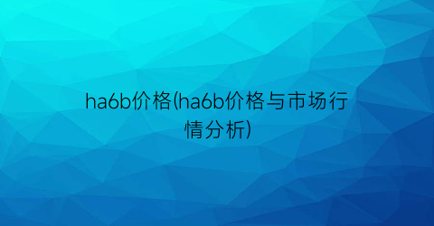 ha6b价格(ha6b价格与市场行情分析)