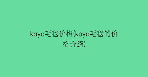 koyo毛毯价格(koyo毛毯的价格介绍)