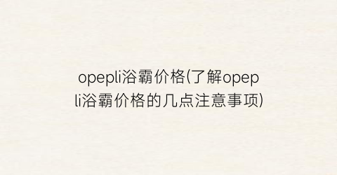 opepli浴霸价格(了解opepli浴霸价格的几点注意事项)
