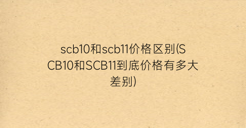 scb10和scb11价格区别(SCB10和SCB11到底价格有多大差别)
