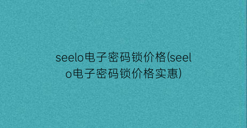 seelo电子密码锁价格(seelo电子密码锁价格实惠)
