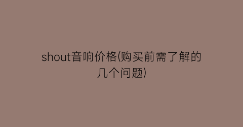 shout音响价格(购买前需了解的几个问题)