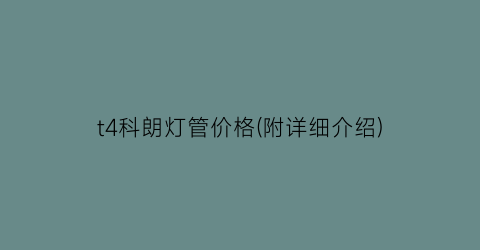 “t4科朗灯管价格(附详细介绍)