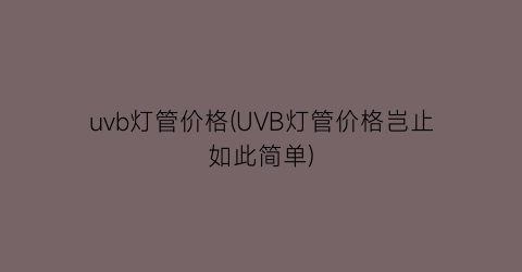 uvb灯管价格(UVB灯管价格岂止如此简单)