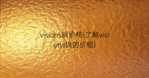 visions锅价格(了解visions锅的价格)
