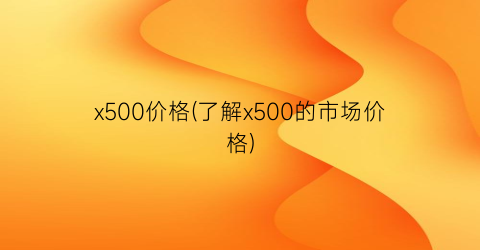 x500价格(了解x500的市场价格)
