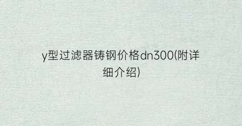 “y型过滤器铸钢价格dn300(附详细介绍)