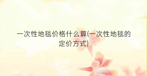 一次性地毯价格什么算(一次性地毯的定价方式)