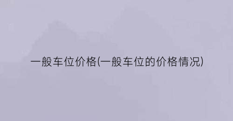 一般车位价格(一般车位的价格情况)