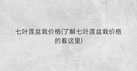 七叶莲盆栽价格(了解七叶莲盆栽价格的看这里)