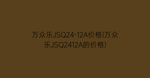 万众乐JSQ24-12A价格(万众乐JSQ2412A的价格)