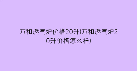 万和燃气炉价格20升(万和燃气炉20升价格怎么样)