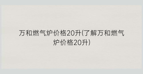 万和燃气炉价格20升(了解万和燃气炉价格20升)