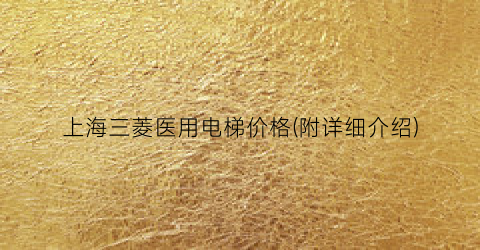 上海三菱医用电梯价格(附详细介绍)