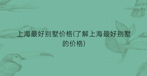 上海最好别墅价格(了解上海最好别墅的价格)