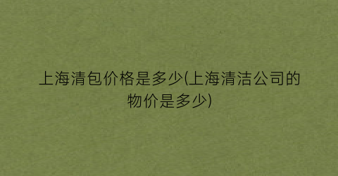 上海清包价格是多少(上海清洁公司的物价是多少)