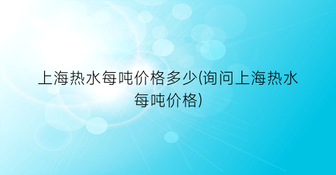 上海热水每吨价格多少(询问上海热水每吨价格)