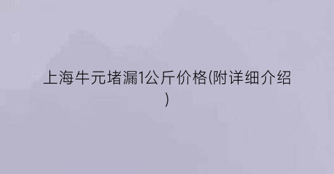 上海牛元堵漏1公斤价格(附详细介绍)