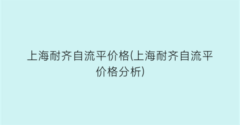 上海耐齐自流平价格(上海耐齐自流平价格分析)