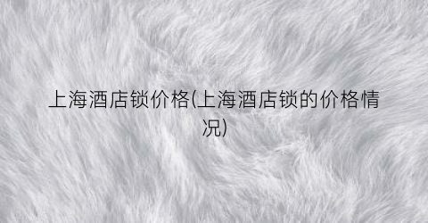 上海酒店锁价格(上海酒店锁的价格情况)