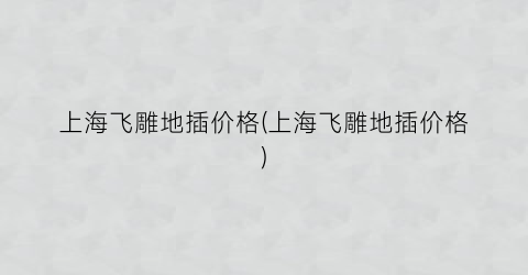 上海飞雕地插价格(上海飞雕地插价格)