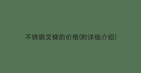 不锈钢叉梯的价格(附详细介绍)